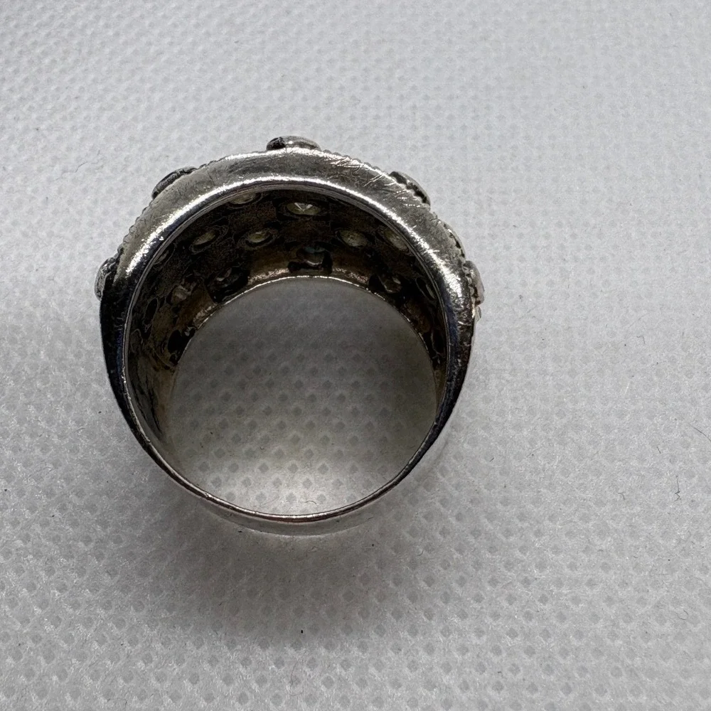 Victoria Townsend DBJ Sterling Silver 925 CZ Marcasite Vintage Wide Band Ring 7